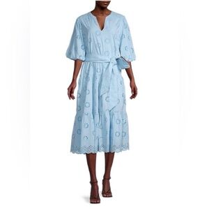 Roller Rabbit Blue Eyelet Midi Dress - XS